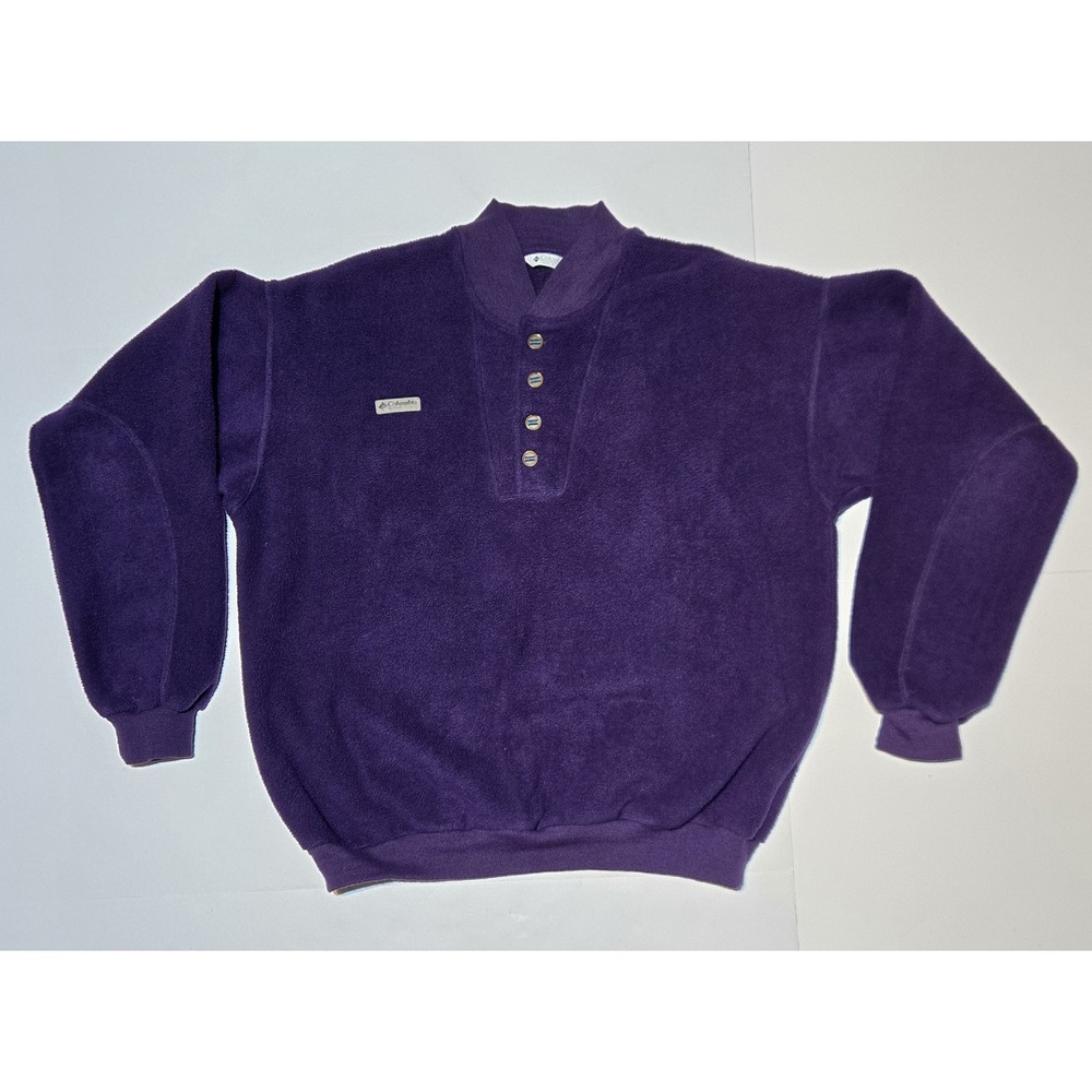 Vintage 90s Columbia Purple Fleece Snap Pullover Men's Tall XL Made USA